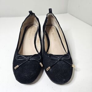 JACK ROGERS Miranda Mid Heel Suede Black Pumps Women's Size 6.5 Front Bow